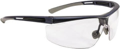 North - Clear Lenses, Framed Safety Glasses - Anti-Fog, Blue/Gray Frame, Adjustable Temples, Size Universal, Wrap Around - Americas Industrial Supply
