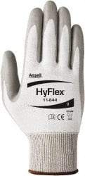 Ansell - Size XL (10), ANSI Cut Lvl 2, Puncture Lvl 4, Abrasion Lvl 4, Polyurethane Coated HPPE Fiber Cut Resistant Gloves - 9" Long, Palm Coated, Knit Wrist, Gray/White, Paired - Americas Industrial Supply