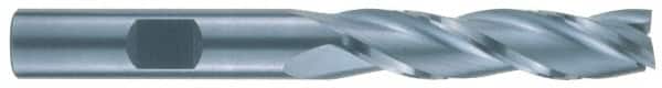 RobbJack - 7/16", 1-3/4" LOC, 7/16" Shank Diam, 3-3/4" OAL, 3 Flute, Solid Carbide Square End Mill - Single End, Uncoated, Spiral Flute, 30° Helix, Centercutting, Right Hand Cut, Right Hand Flute, Series TL-303 - Americas Industrial Supply