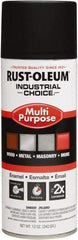 Rust-Oleum - Black, Flat, Enamel Spray Paint - 8 to 12 Sq Ft per Can, 16 oz Container, Use on Drums, Equipment & Color Coding, Furniture, Ladders, Lockers, Motors, Stenciling, Tools - Americas Industrial Supply