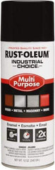 Rust-Oleum - Black, Gloss, Enamel Spray Paint - 8 to 12 Sq Ft per Can, 16 oz Container, Use on Drums, Equipment & Color Coding, Furniture, Ladders, Lockers, Motors, Stenciling, Tools - Americas Industrial Supply