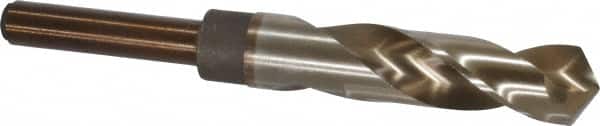 Chicago-Latrobe - 13/16" Drill, 118° Point, Cobalt Silver Deming & Reduced Shank Drill Bit - Oxide/Gold Finish, 6" OAL, Straight Shank, 3-1/8" Flute Length, Right Hand Cut, Split Point, Spiral Flute, Regular Spiral - Americas Industrial Supply