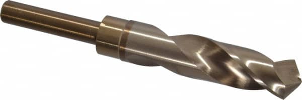 Chicago-Latrobe - 7/8" Drill, 118° Point, Cobalt Silver Deming & Reduced Shank Drill Bit - Oxide/Gold Finish, 6" OAL, Straight Shank, 3-1/8" Flute Length, Right Hand Cut, Split Point, Spiral Flute, Regular Spiral - Americas Industrial Supply