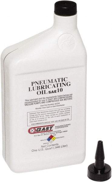 Gast - 1 Qt Air Compressor Lubricating Oil - Use with Gast Lubricated Vacuum Pumps, Air Compressors and Air Motors - Americas Industrial Supply