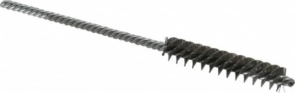 Made in USA - 5/16" Diam Helical Stainless Steel Tube Brush - Double Spiral, 0.005" Filament Diam, 1-1/2" Brush Length, 4" OAL, 1/8" Diam Galvanized Steel Shank - Americas Industrial Supply