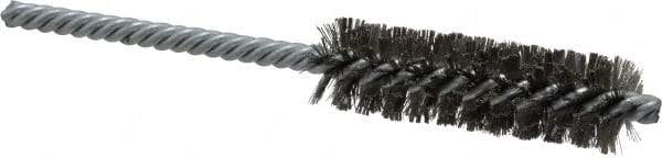 Made in USA - 3/4" Diam Helical Stainless Steel Tube Brush - Double Spiral, 0.006" Filament Diam, 2-1/2" Brush Length, 5-1/2" OAL, 0.237" Diam Galvanized Steel Shank - Americas Industrial Supply