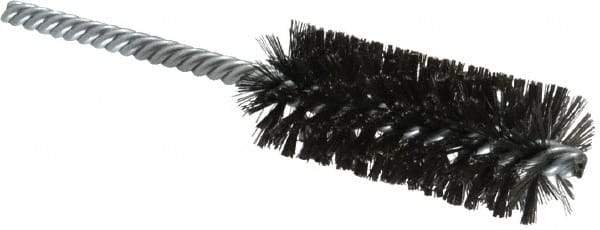 Made in USA - 1" Diam Helical Steel Tube Brush - Double Spiral, 0.006" Filament Diam, 2-1/2" Brush Length, 5-1/2" OAL, 0.237" Diam Galvanized Steel Shank - Americas Industrial Supply