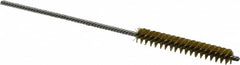 Made in USA - 1/4" Diam Helical Brass Tube Brush - Double Spiral, 0.005" Filament Diam, 1-1/2" Brush Length, 4" OAL, 0.091" Diam Stainless Steel Shank - Americas Industrial Supply