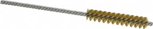 Made in USA - 5/16" Diam Helical Brass Tube Brush - Double Spiral, 0.005" Filament Diam, 1-1/2" Brush Length, 4" OAL, 1/8" Diam Galvanized Steel Shank - Americas Industrial Supply