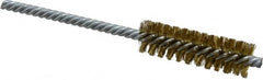 Made in USA - 5/8" Diam Helical Brass Tube Brush - Double Spiral, 0.005" Filament Diam, 2" Brush Length, 5" OAL, 0.208" Diam Galvanized Steel Shank - Americas Industrial Supply