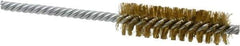 Made in USA - 3/4" Diam Helical Brass Tube Brush - Double Spiral, 0.006" Filament Diam, 2-1/2" Brush Length, 5-1/2" OAL, 0.237" Diam Galvanized Steel Shank - Americas Industrial Supply