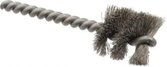 Made in USA - 1" Diam Helical Stainless Steel Tube Brush - 0.008" Filament Diam, 1" Brush Length, 3-1/2" OAL, 0.248" Diam Stainless Steel Shank - Americas Industrial Supply