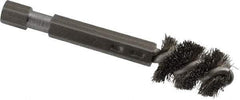 Made in USA - 3/8 Inch Inside Diameter, 1/2 Inch Actual Brush Diameter, Stainless Steel, Power Fitting and Cleaning Brush - 1/4 Shank Diameter, 2-3/4 Inch Long, Hex Shaft Stem - Americas Industrial Supply