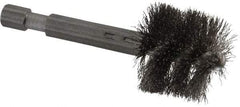 Made in USA - 7/8 Inch Inside Diameter, 1 Inch Actual Brush Diameter, Stainless Steel, Power Fitting and Cleaning Brush - 1/4 Shank Diameter, 2-3/4 Inch Long, Hex Shaft Stem - Americas Industrial Supply