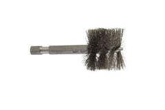 Made in USA - 1 Inch Inside Diameter, 1-1/8 Inch Actual Brush Diameter, Stainless Steel, Power Fitting and Cleaning Brush - 1/4 Shank Diameter, 2-3/4 Inch Long, Hex Shaft Stem - Americas Industrial Supply