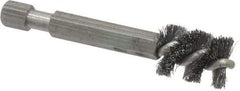 Made in USA - 3/8 Inch Inside Diameter, 1/2 Inch Actual Brush Diameter, Carbon Steel, Power Fitting and Cleaning Brush - 1/4 Shank Diameter, 2-3/4 Inch Long, Hex Shaft Stem - Americas Industrial Supply