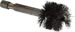 Made in USA - 3/4 Inch Inside Diameter, 7/8 Inch Actual Brush Diameter, Carbon Steel, Power Fitting and Cleaning Brush - 1/4 Shank Diameter, 2-3/4 Inch Long, Hex Shaft Stem - Americas Industrial Supply