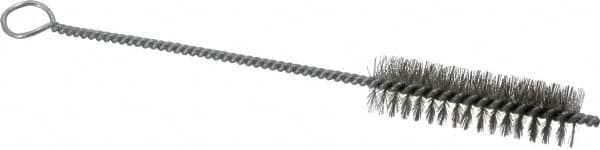 PRO-SOURCE - 2-1/2" Long x 7/8" Diam Stainless Steel Twisted Wire Bristle Brush - Single Spiral, 9" OAL, 0.008" Wire Diam, 0.142" Shank Diam - Americas Industrial Supply