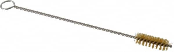 PRO-SOURCE - 1" Long x 1/4" Diam Brass Twisted Wire Bristle Brush - Single Spiral, 4" OAL, 0.003" Wire Diam, 0.062" Shank Diam - Americas Industrial Supply