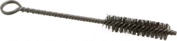 Made in USA - 2" Long x 1/2" Diam Stainless Steel Twisted Wire Bristle Brush - Double Spiral, 5-1/2" OAL, 0.006" Wire Diam, 0.11" Shank Diam - Americas Industrial Supply