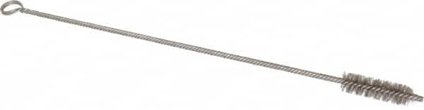 Made in USA - 2-1/2" Long x 3/4" Diam Stainless Steel Twisted Wire Bristle Brush - Double Spiral, 18" OAL, 0.006" Wire Diam, 0.162" Shank Diam - Americas Industrial Supply