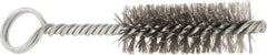 Made in USA - 2-1/2" Long x 7/8" Diam Stainless Steel Twisted Wire Bristle Brush - Double Spiral, 5-1/2" OAL, 0.01" Wire Diam, 0.235" Shank Diam - Americas Industrial Supply