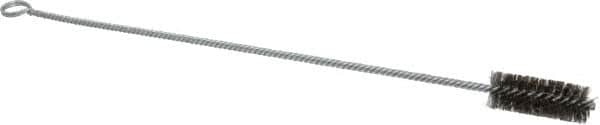 Made in USA - 2-1/2" Long x 1" Diam Stainless Steel Twisted Wire Bristle Brush - Double Spiral, 18" OAL, 0.006" Wire Diam, 0.235" Shank Diam - Americas Industrial Supply