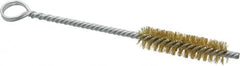 Made in USA - 2" Long x 1/2" Diam Brass Twisted Wire Bristle Brush - Double Spiral, 5-1/2" OAL, 0.006" Wire Diam, 0.162" Shank Diam - Americas Industrial Supply