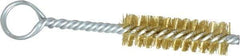 Made in USA - 2-1/2" Long x 3/4" Diam Brass Twisted Wire Bristle Brush - Double Spiral, 5-1/2" OAL, 0.01" Wire Diam, 0.235" Shank Diam - Americas Industrial Supply