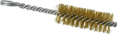 Made in USA - 2-1/2" Long x 7/8" Diam Brass Twisted Wire Bristle Brush - Double Spiral, 5-1/2" OAL, 0.01" Wire Diam, 0.235" Shank Diam - Americas Industrial Supply