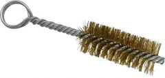 Made in USA - 2-1/2" Long x 1" Diam Brass Twisted Wire Bristle Brush - Double Spiral, 5-1/2" OAL, 0.01" Wire Diam, 0.235" Shank Diam - Americas Industrial Supply