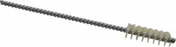 Made in USA - 0.313" Diam Helical Nylon Tube Brush - 0.008" Filament Diam, 1" Brush Length, 5" OAL, 0.11" Diam Galvanized Steel Shank - Americas Industrial Supply