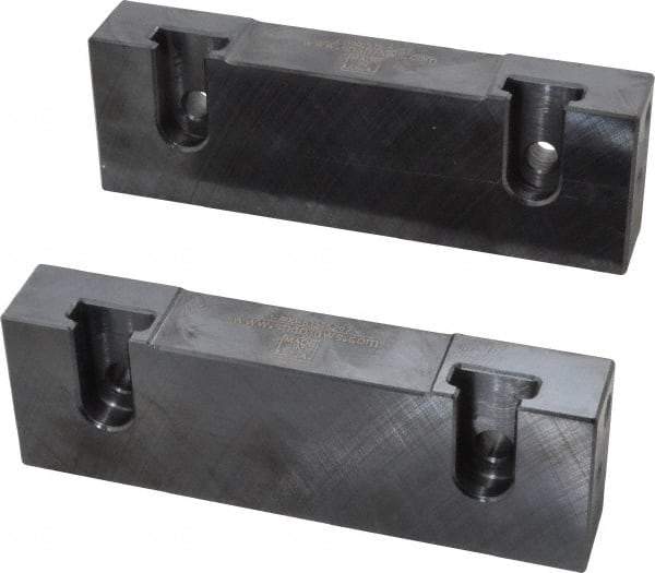 Snap Jaws - 6" Wide x 2" High x 1" Thick, Flat/No Step Vise Jaw - Soft, Steel, Fixed Jaw, Compatible with 6" Vises - Americas Industrial Supply