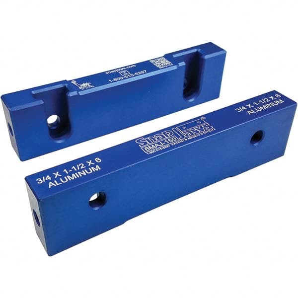 Snap Jaws - 6" Wide x 1-1/2" High x 3/4" Thick, Flat/No Step Vise Jaw - Americas Industrial Supply