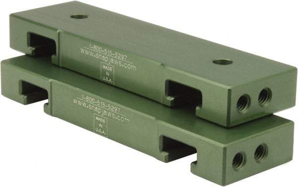 Snap Jaws - 6" Wide x 1-3/4" High x 3/4" Thick, Flat/No Step Vise Jaw - Soft, Aluminum, Fixed Jaw, Compatible with 6" Vises - Americas Industrial Supply