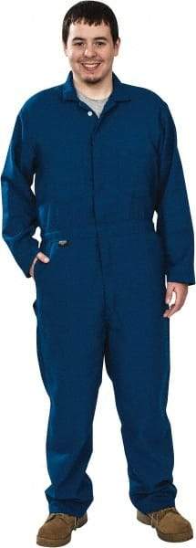 Stanco Safety Products - Size L, Royal Blue, Zipper, Flame Resistant/Retardant Coverall - 42 to 44" Chest, Nomex, 7 Pockets, Elastic Waistband, Full Action Back, 2-Way Concealed Zipper - Americas Industrial Supply