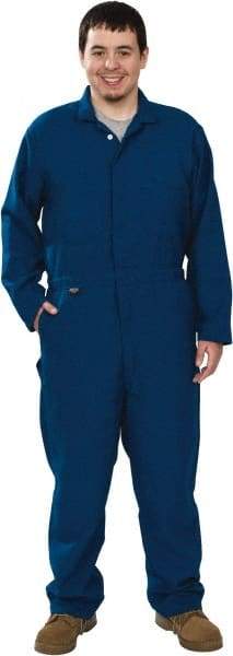 Stanco Safety Products - Size XL, Royal Blue, Zipper, Flame Resistant/Retardant Coverall - 46 to 48" Chest, Nomex, 7 Pockets, Elastic Waistband, Full Action Back, 2-Way Concealed Zipper - Americas Industrial Supply