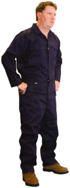 Stanco Safety Products - Size 2XL, Navy Blue, Zipper, Flame Resistant/Retardant Coverall - 50 to 52" Chest, Nomex, 7 Pockets, Elastic Waistband, Full Action Back, 2-Way Concealed Zipper - Americas Industrial Supply