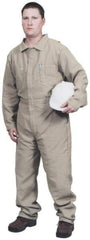 Stanco Safety Products - Size L, Khaki, Zipper, Flame Resistant/Retardant Coverall - 42 to 44" Chest, Nomex, 7 Pockets, Elastic Waistband, Full Action Back, 2-Way Concealed Zipper - Americas Industrial Supply