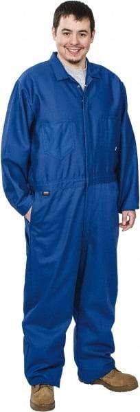 Stanco Safety Products - Size XL, Royal Blue, Zipper, Flame Resistant/Retardant Coverall - 46 to 48" Chest, Indura, 7 Pockets, Elastic Waistband, Full Action Back, 2-Way Concealed Zipper - Americas Industrial Supply