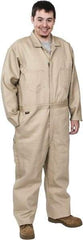 Stanco Safety Products - Size XL, Tan, Zipper, Flame Resistant/Retardant Coverall - 46 to 48" Chest, Indura, 7 Pockets, Elastic Waistband, Full Action Back, 2-Way Concealed Zipper - Americas Industrial Supply