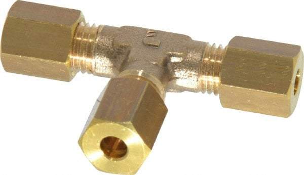 Legris - 4mm OD, Brass Union Tee - 300 Max Working psi, -40 to 210°F, Comp x Comp x Comp Ends - Americas Industrial Supply