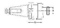 Collis Tool - CAT50 Taper Shank 2" Pilot Diam Shell Mill Holder - 2.4" Flange to Nose End Projection, 4.44" Nose Diam, 1-14 Lock Screw - Exact Industrial Supply