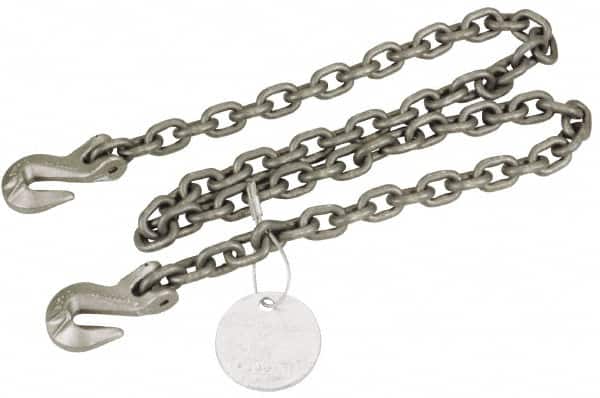 Pewag - 5' Long x 10" Wide, 15,000 Lb Basket Capacity, 15,000 Lb Vertical Capacity, Alloy Steel Web Sling - SGG Chain Sling, 1/2" Diam Chain, Self-Colored, with 2 Grab Hooks - Americas Industrial Supply