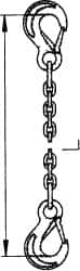 Pewag - 5' Long, 11,000 Lb Basket Capacity, 11,000 Lb Vertical Capacity, Stainless Steel Web Sling - SSS Chain Sling, 5/8" Diam Chain, Bright Polish, with 2 Sling Hooks - Americas Industrial Supply