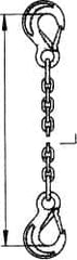 Pewag - 5' Long, 1,100 Lb Basket Capacity, 1,100 Lb Vertical Capacity, Stainless Steel Web Sling - SSS Chain Sling, 7/32" Diam Chain, Bright Polish, with 2 Sling Hooks - Americas Industrial Supply