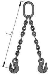 Pewag - 5' Long, 20,800 Lb Basket Capacity, 20,800 Lb Vertical Capacity, Alloy Steel Web Sling - DOG Chain Sling, 1/2" Diam Chain, Silver (Color), with 2 Grab Hooks & Master Link - Americas Industrial Supply