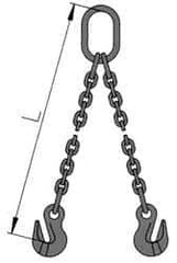 Pewag - 10' Long, 6,100 Lb Basket Capacity, 6,100 Lb Vertical Capacity, Alloy Steel Web Sling - DOG Chain Sling, 9/32" Diam Chain, Silver (Color), with 2 Grab Hooks & Master Link - Americas Industrial Supply