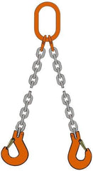 Pewag - 10' Long, 12,300 Lb Basket Capacity, 12,300 Lb Vertical Capacity, Alloy Steel Web Sling - DOS Chain Sling, 3/8" Diam Chain, Silver (Color), with 2 Sling Hooks & Master Link - Americas Industrial Supply