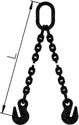 Pewag - 5' Long, 12,100 Lb Basket Capacity, 12,100 Lb Vertical Capacity, Stainless Steel Web Sling - DOS Chain Sling, 1/2" Diam Chain, Bright Polish, with 2 Sling Hooks & Master Link - Americas Industrial Supply